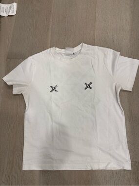 Kenzo White Short-Sleeve Tee with Twin Chest Logos